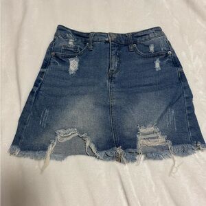 Denim Distressed Skirt